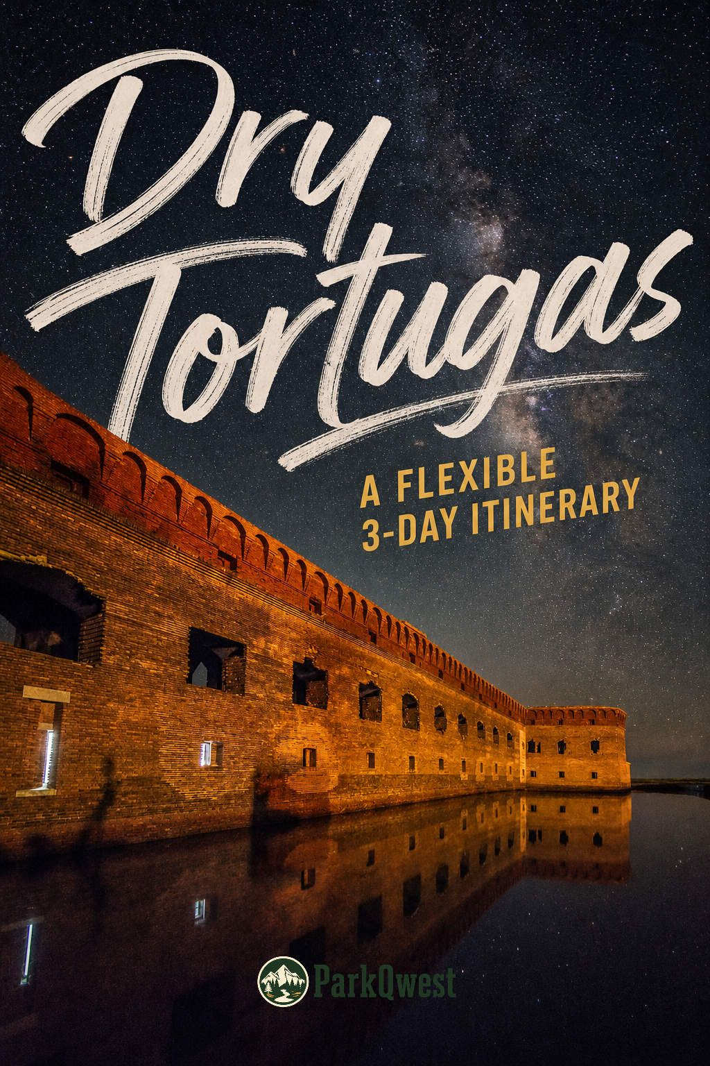 A few of the stars at night with a view of Fort Jefferson.